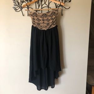 High to low tribal strapless dress